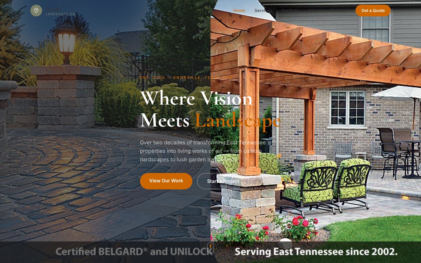 Acadia Landscape Company website screenshot