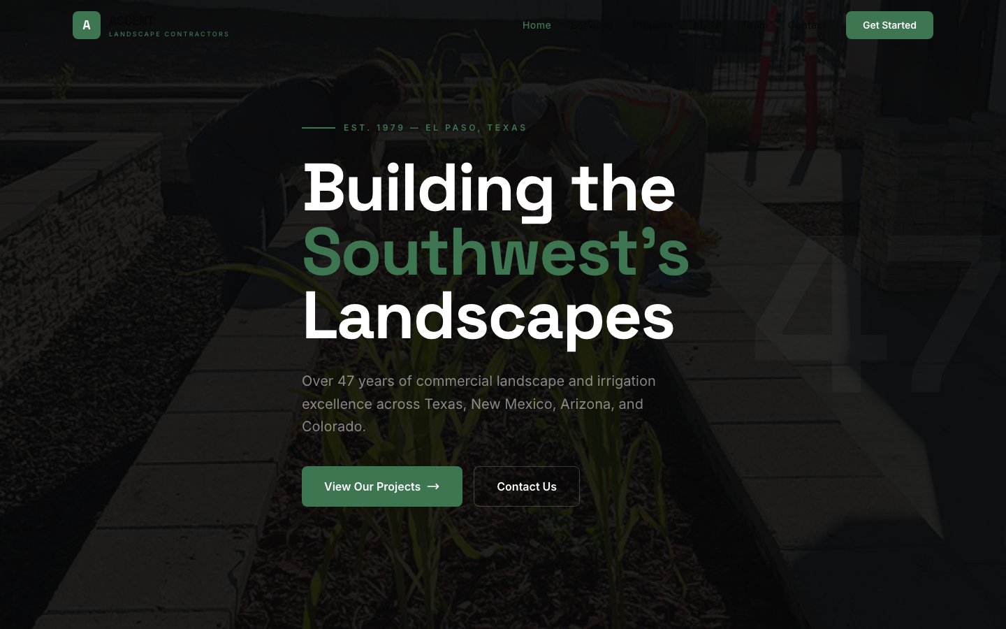 Accent Landscape Contractors website screenshot