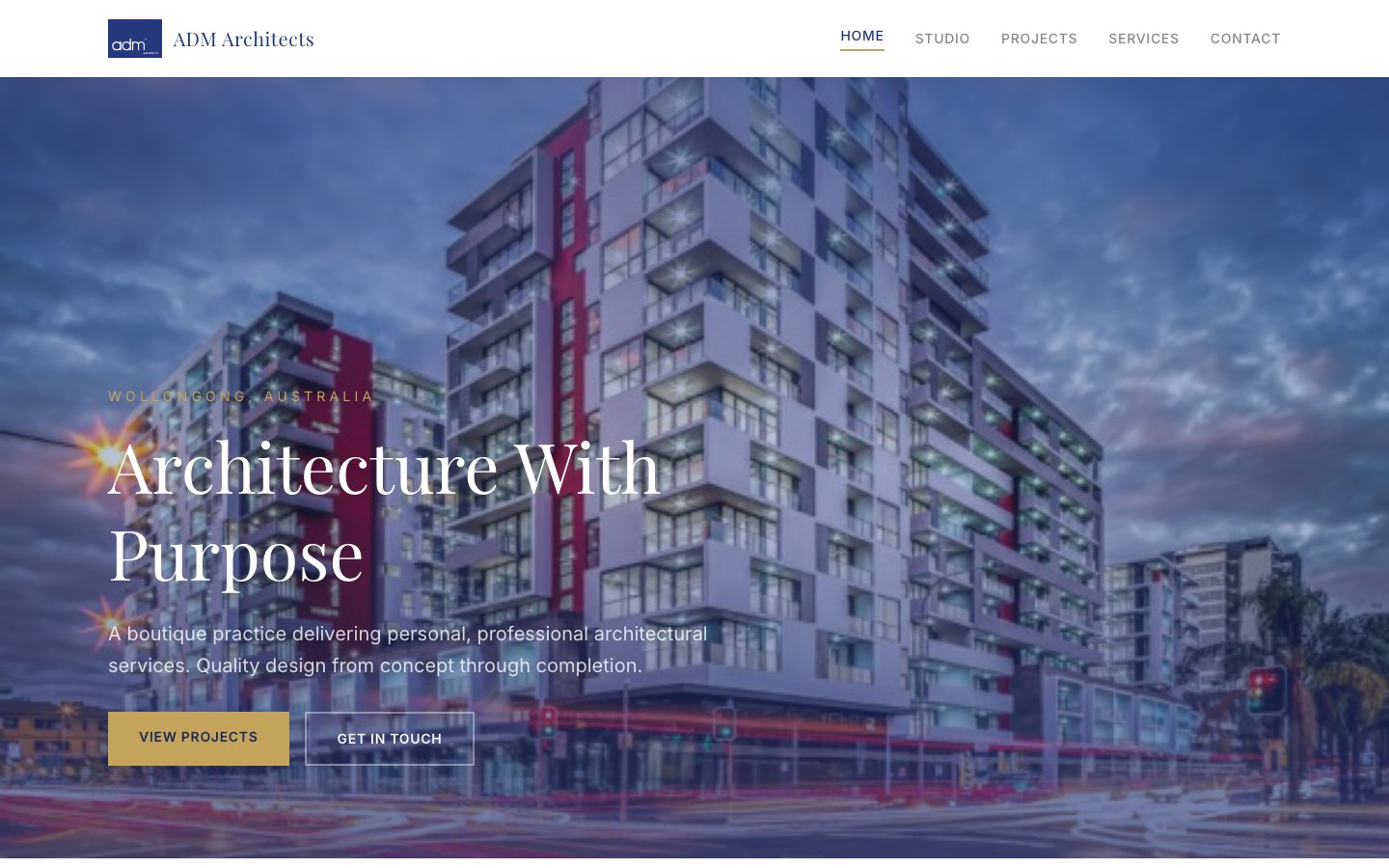 ADM Architects website screenshot