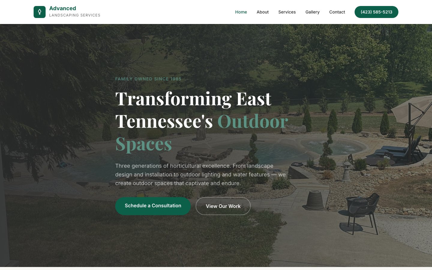 Advanced Landscaping Services website screenshot
