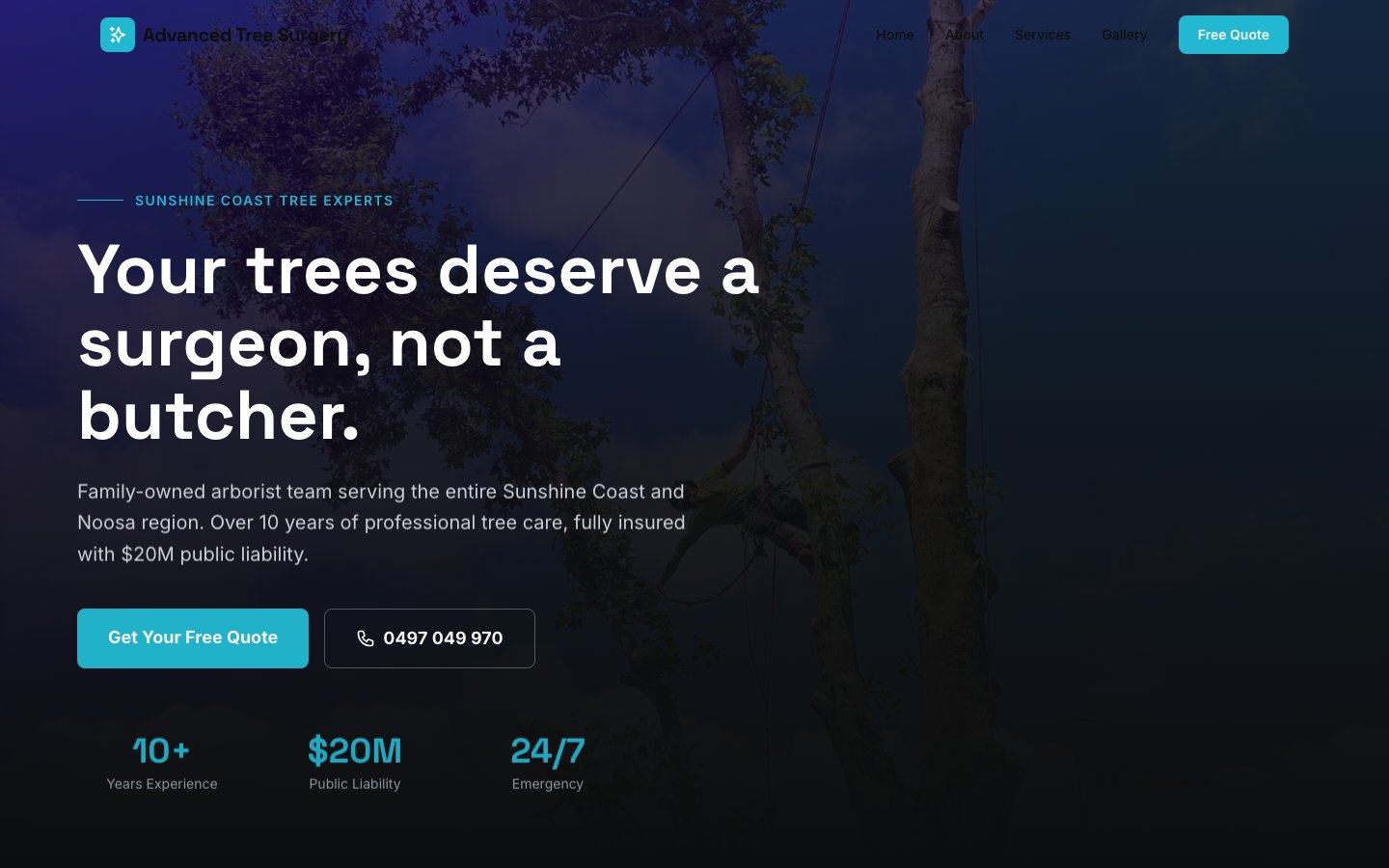 Advanced Tree Surgery Sunshine Coast website screenshot