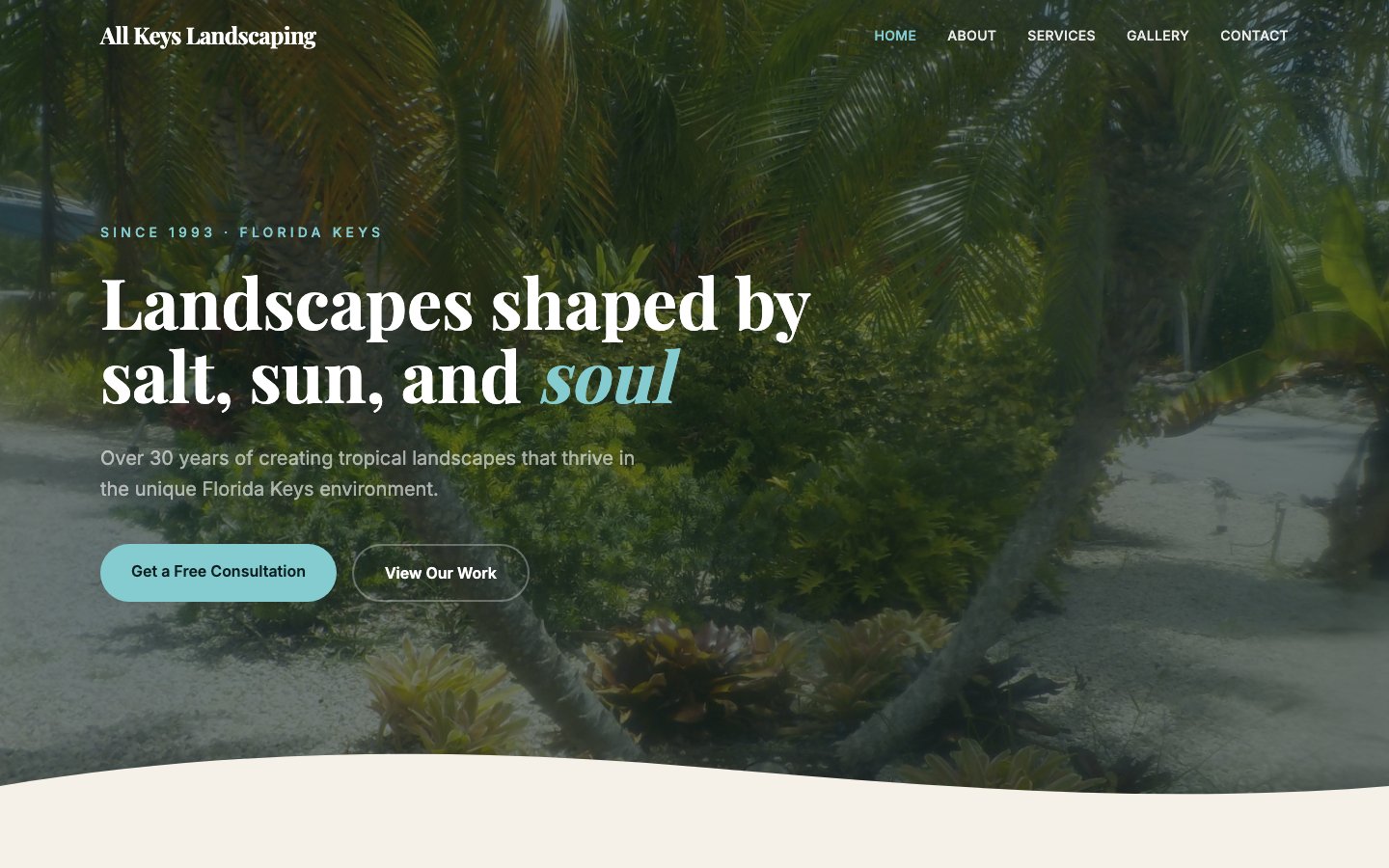 All Keys Landscaping website screenshot
