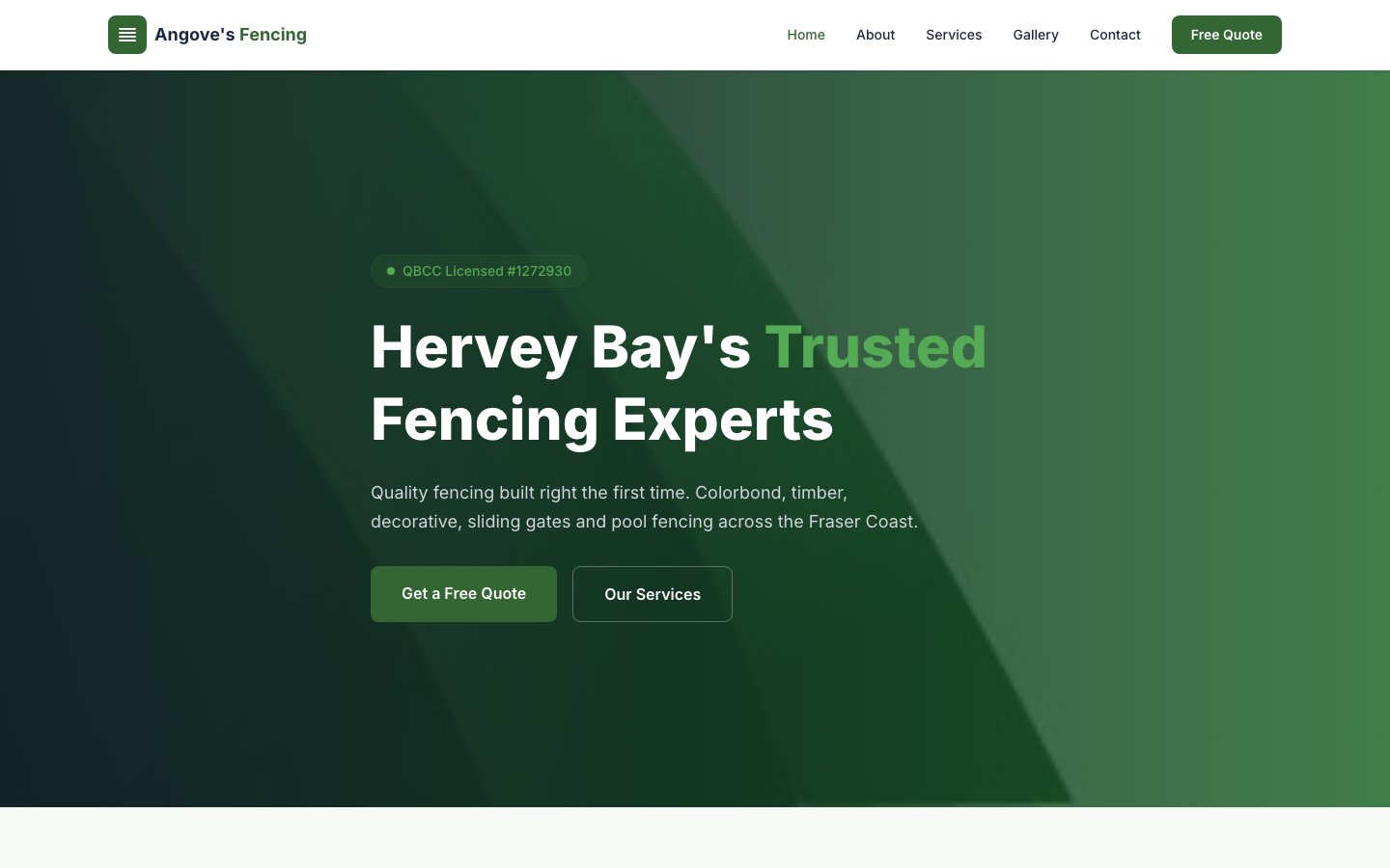 Angove's Fencing website screenshot