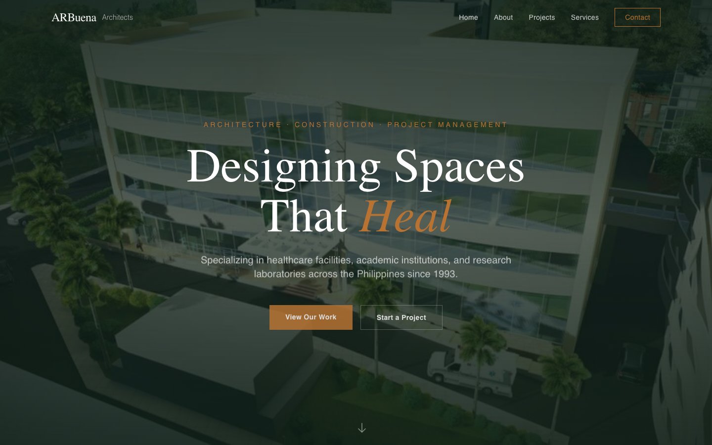 ARBuena Architects website screenshot