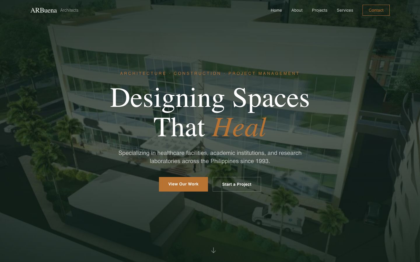 ARBuena Architects website screenshot