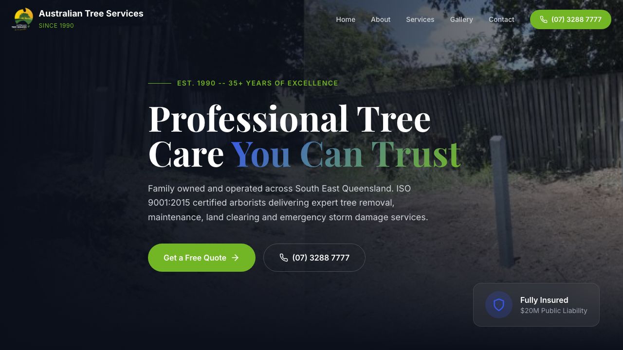 Australian Tree Services website screenshot