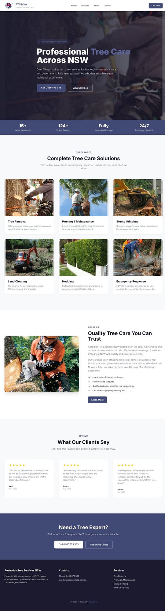 Australian Tree Services NSW website screenshot