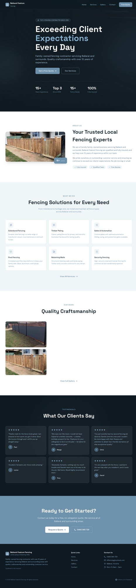 Ballarat Feature Fencing website screenshot
