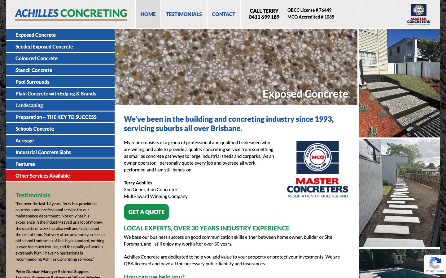 Achilles Concreting original website