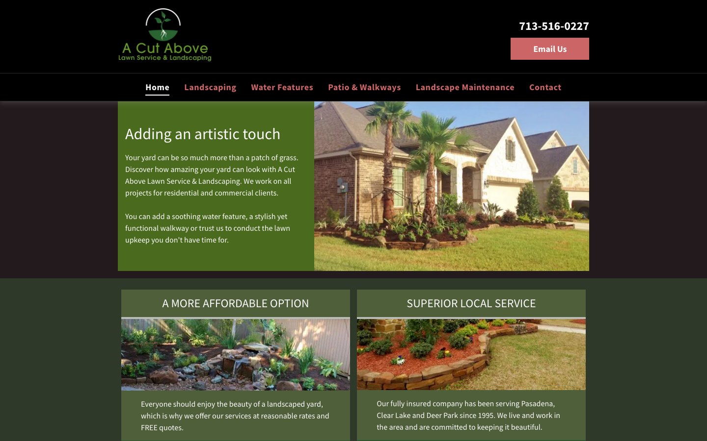 A Cut Above Lawn Service & Landscaping original website