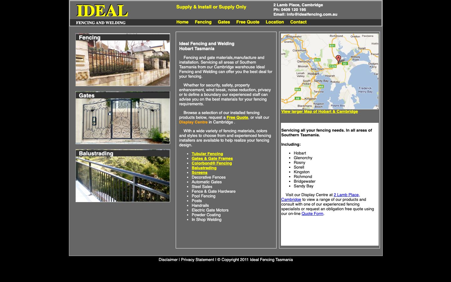 Ideal Fencing and Welding original website
