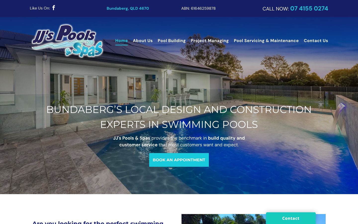 JJ's Pools & Spas original website