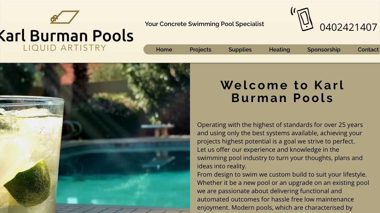 Karl Burman Pools original website