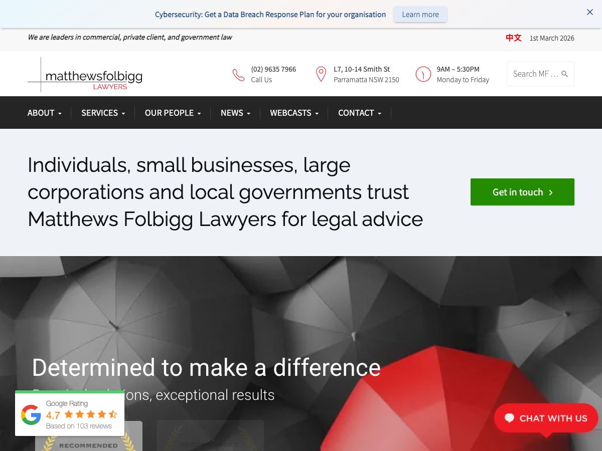 Matthews Folbigg Lawyers original website