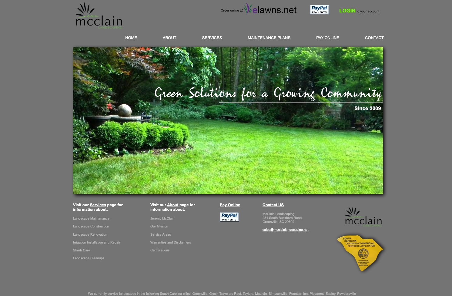 McClain Landscaping original website