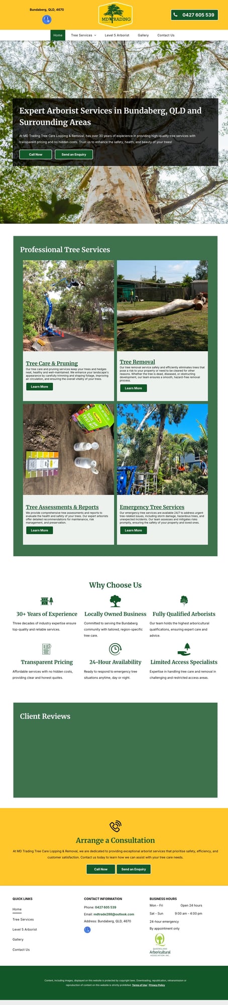 MD Trading Tree Care original website