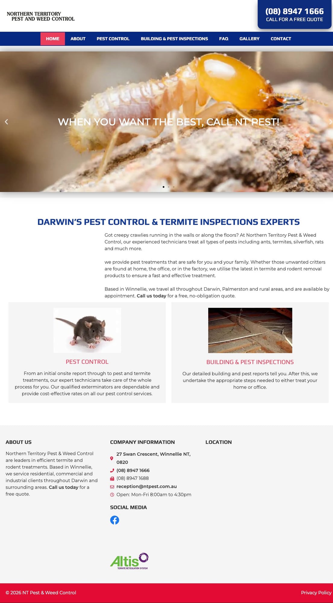 NT Pest & Weed Control original website