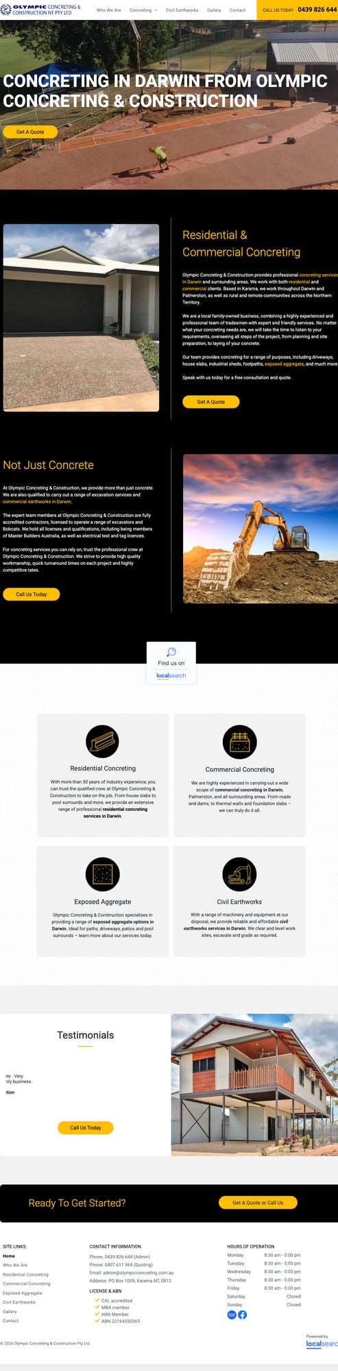 Olympic Concreting & Construction original website