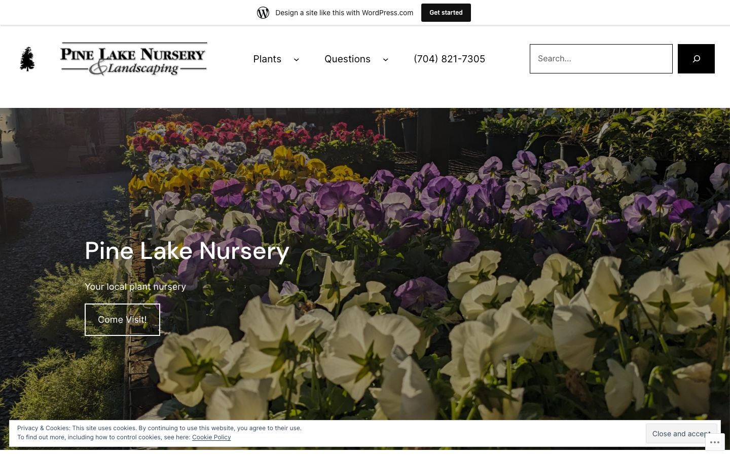 Pine Lake Nursery and Landscaping original website
