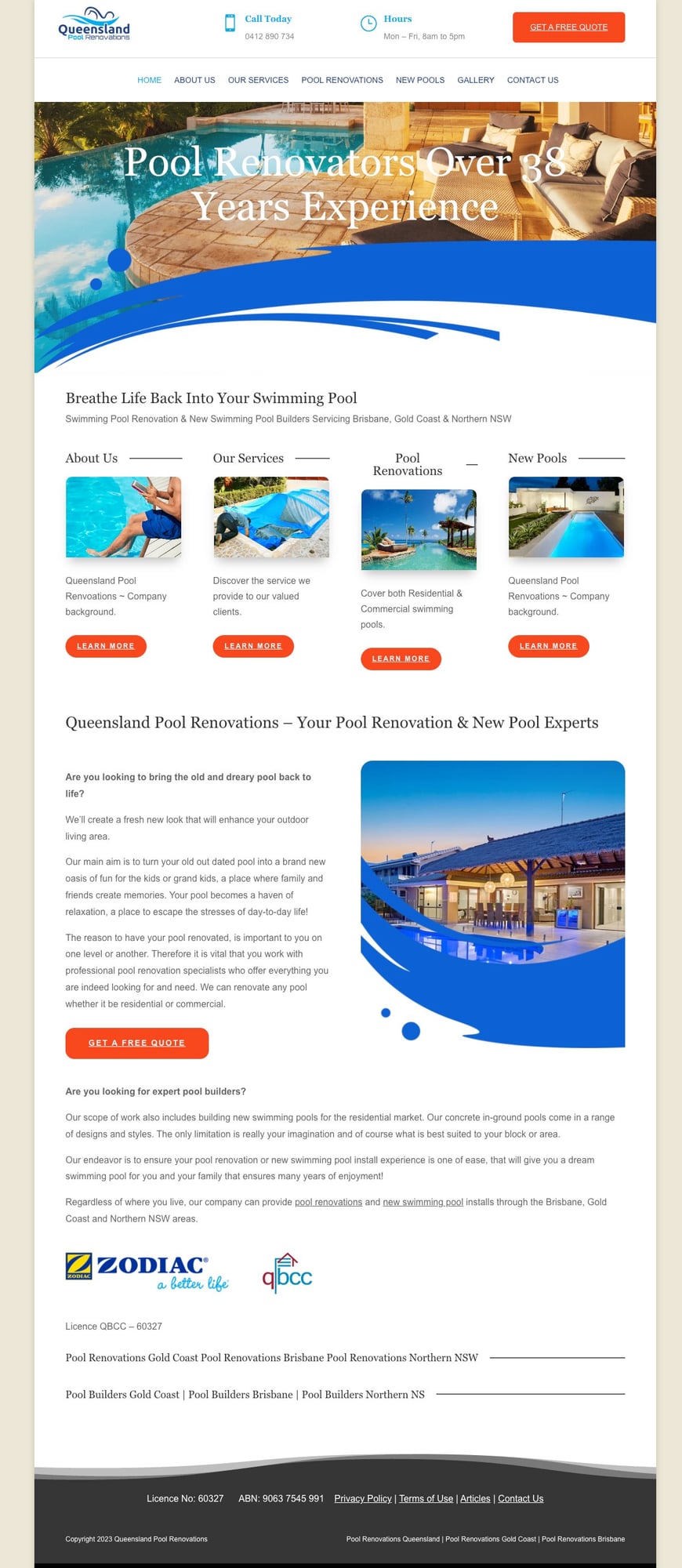 Queensland Pool Renovations original website