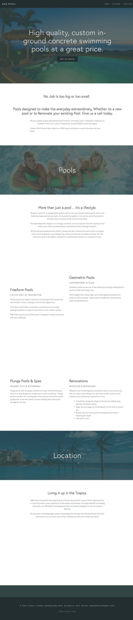 R&K Pools & Spas original website