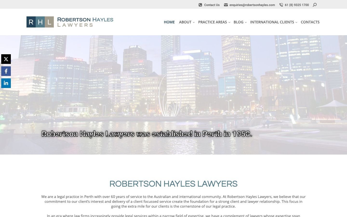 Robertson Hayles Lawyers original website