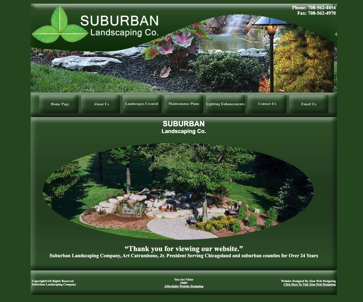 Suburban Landscaping Company original website