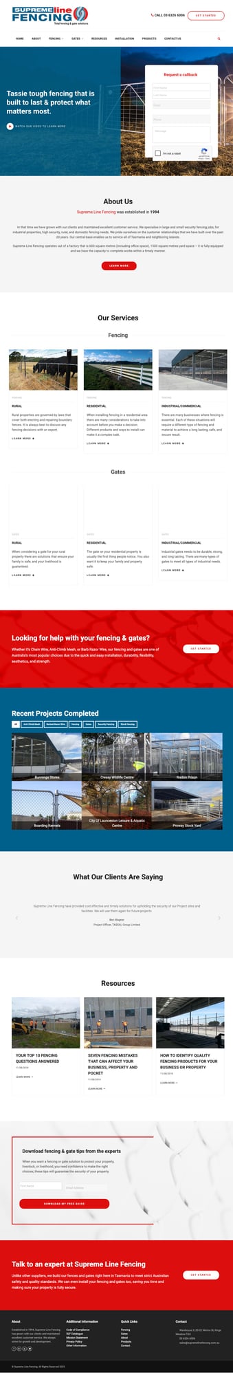 Supreme Line Fencing original website