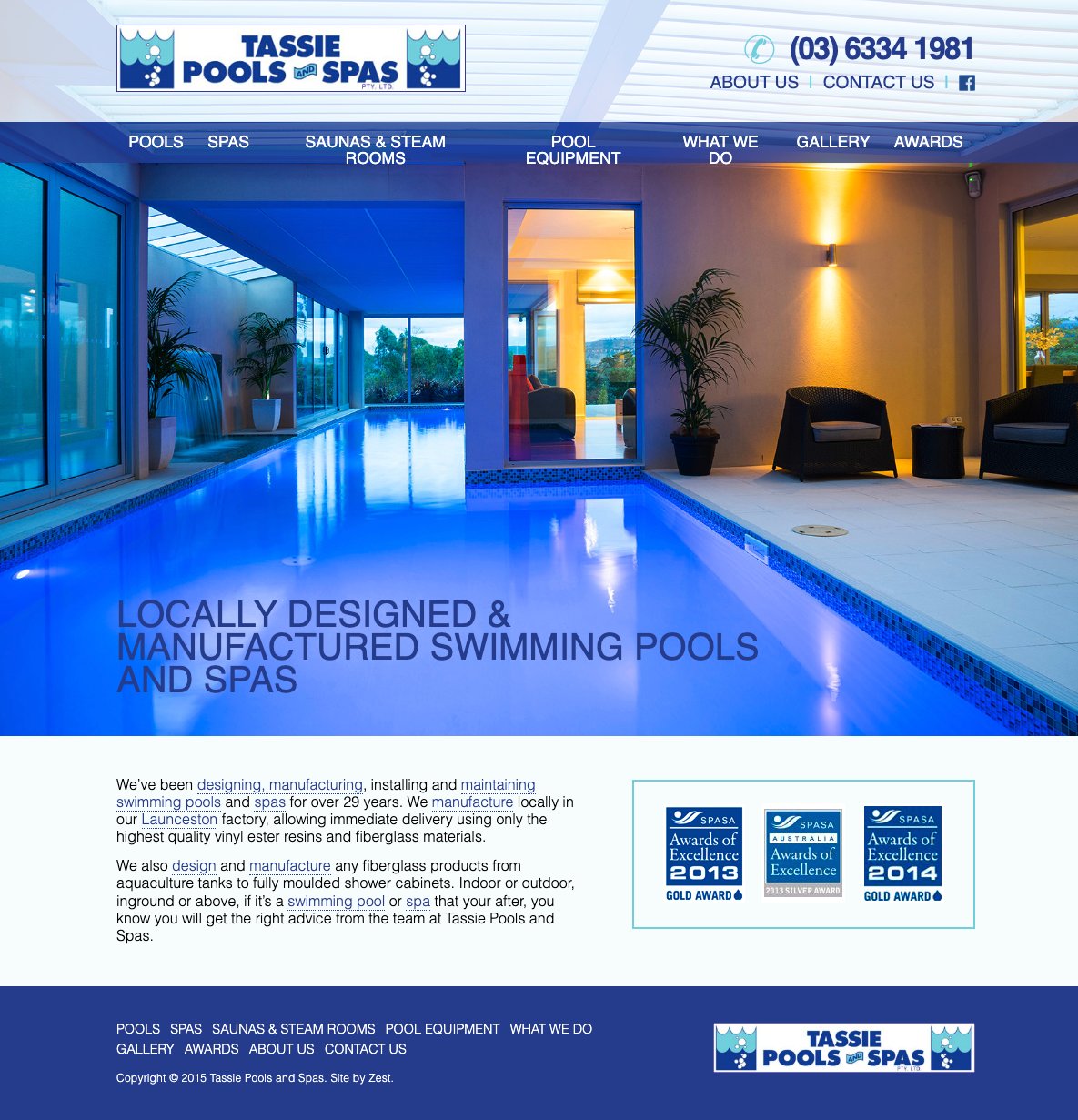Tassie Pools and Spas original website