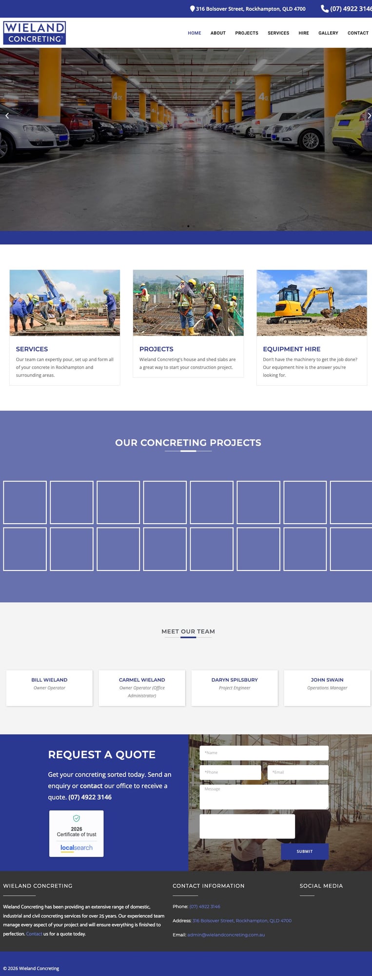 Wieland Concreting original website