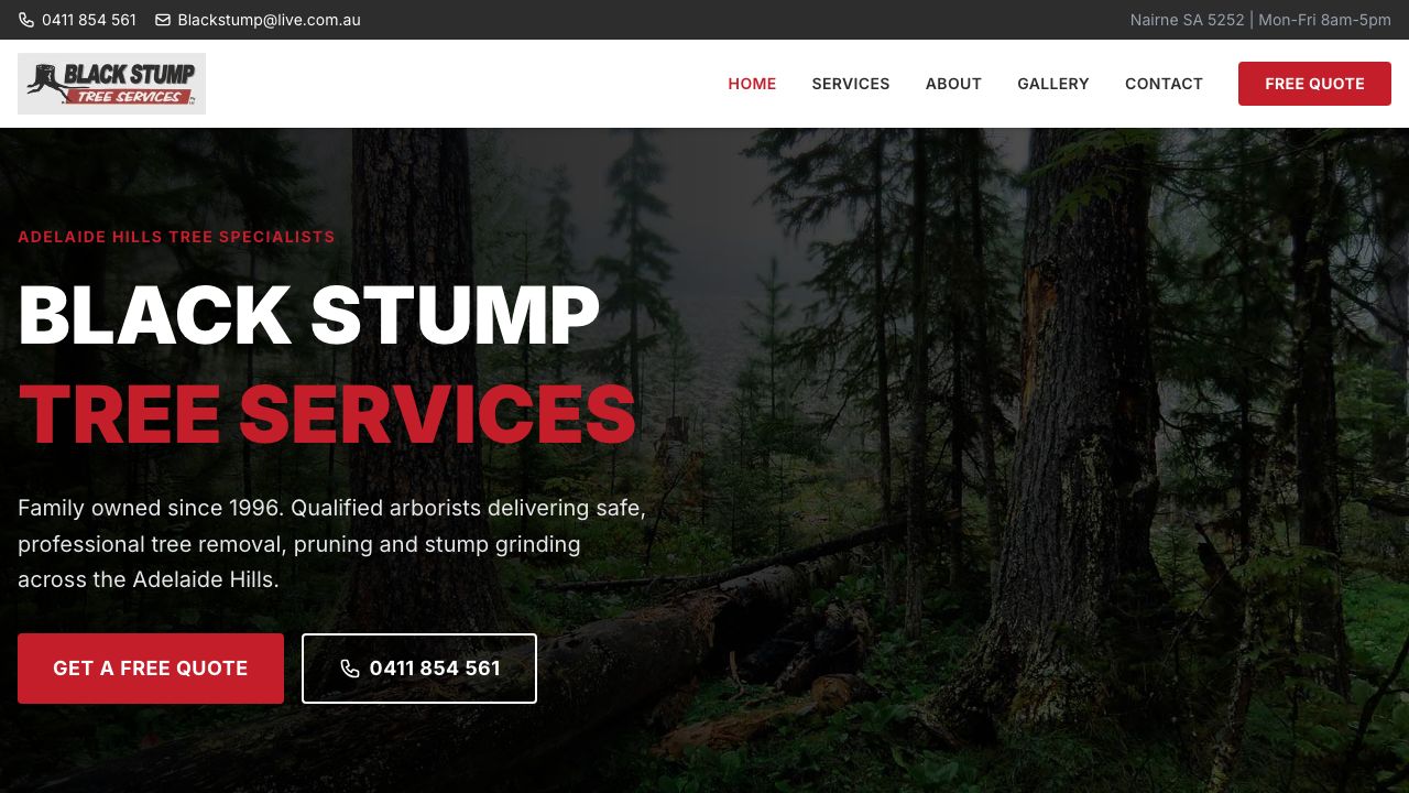 Black Stump Tree Services website screenshot