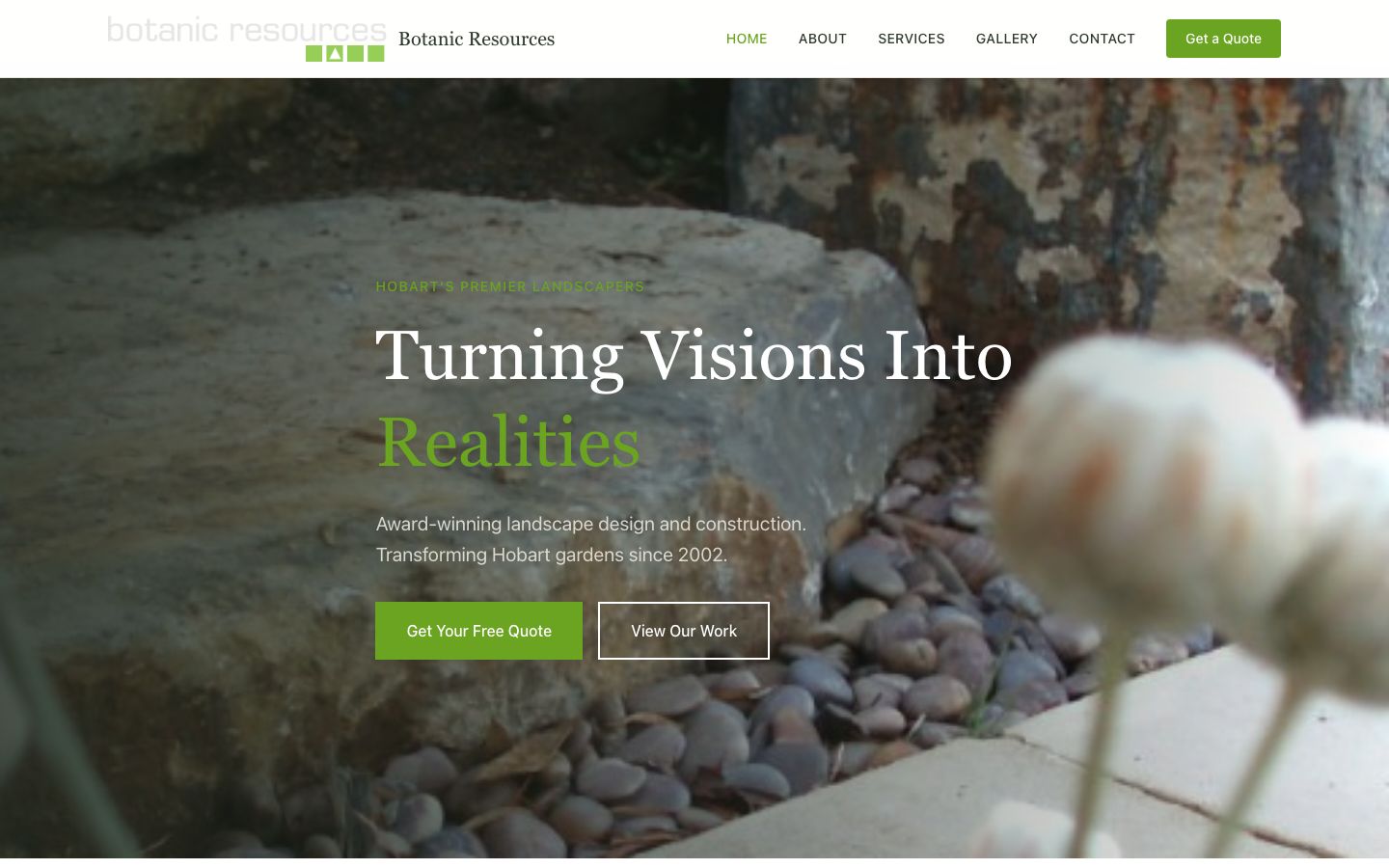 Botanic Resources website screenshot