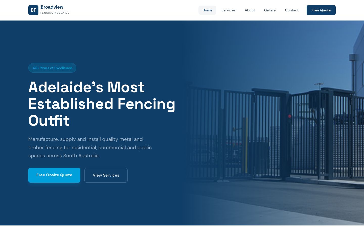 Broadview Fencing website screenshot