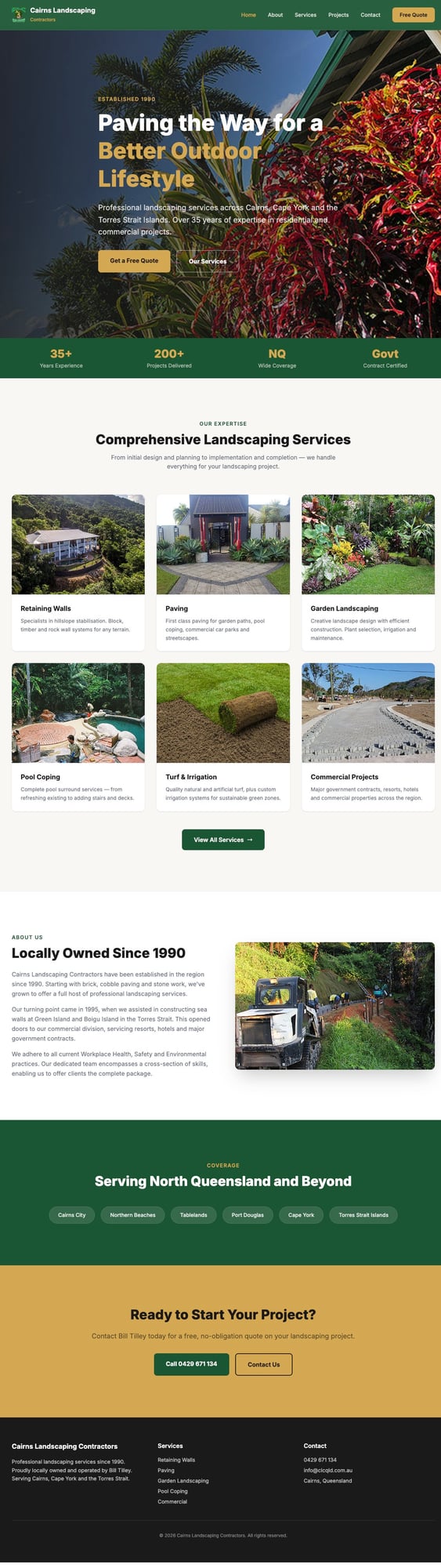 Cairns Landscaping Contractors website screenshot