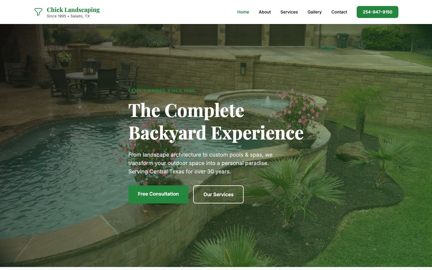 Chick Landscaping website screenshot