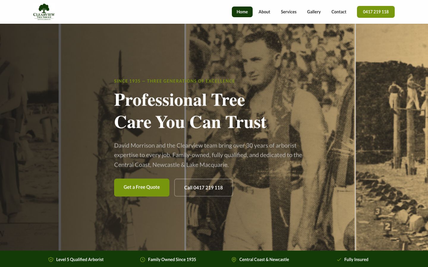 Clearview Tree Service website screenshot