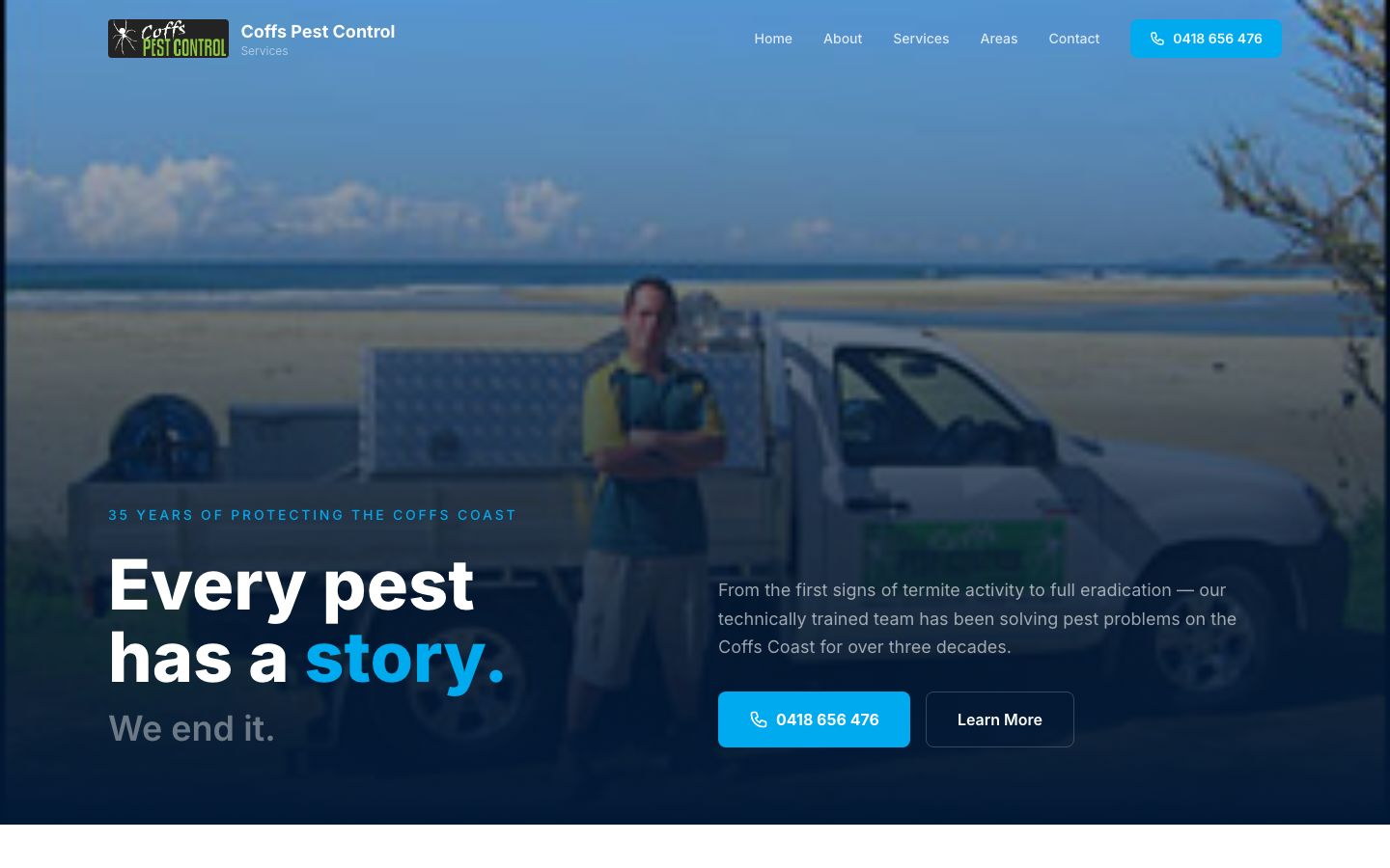 Coffs Harbour Pest Control Services website screenshot
