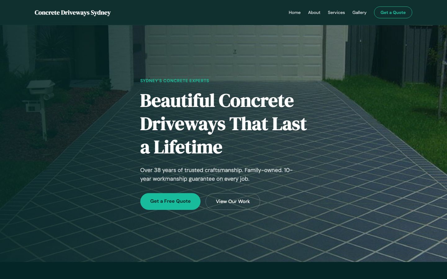 Concrete Driveways Sydney website screenshot