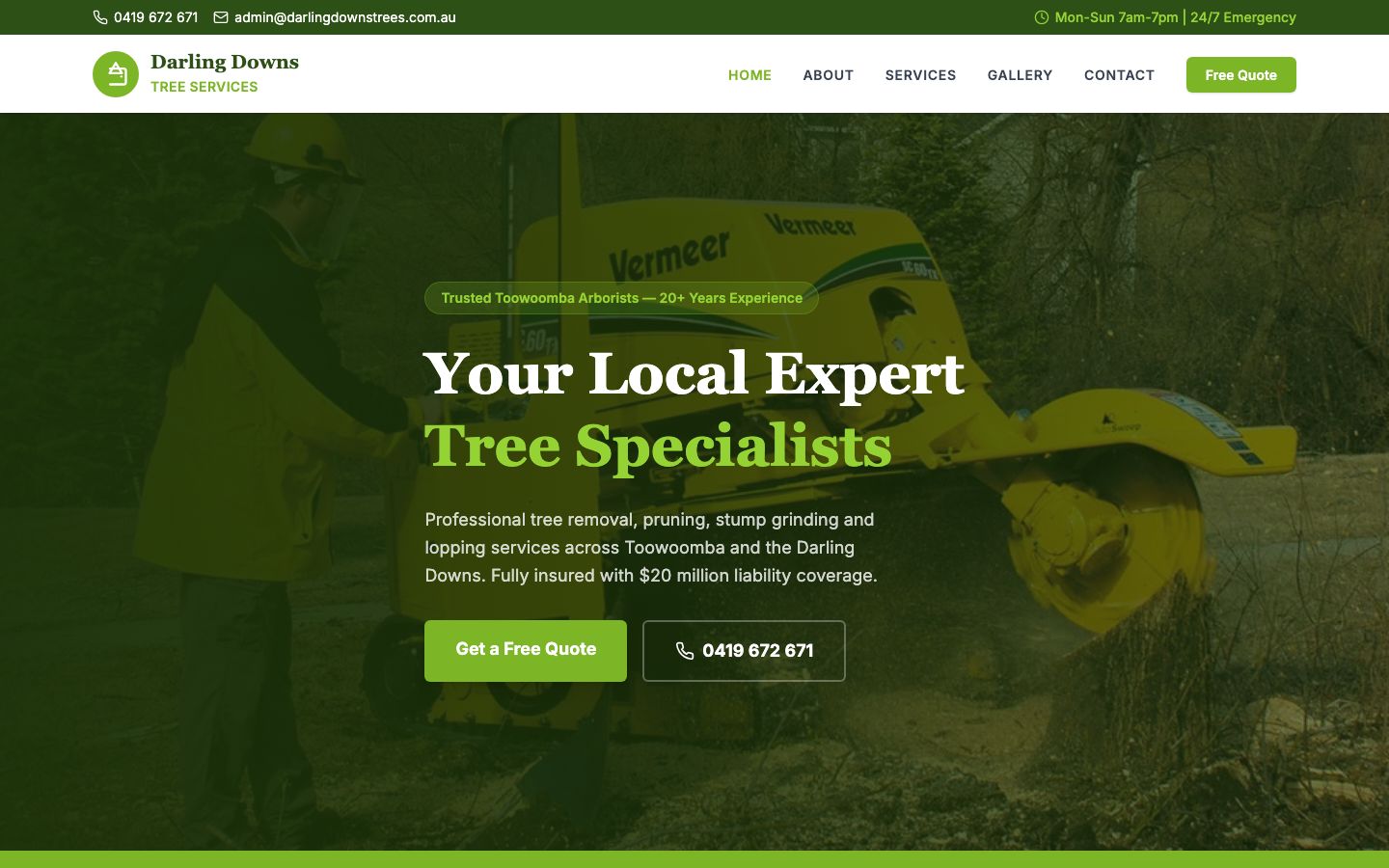 Darling Downs Tree Services website screenshot