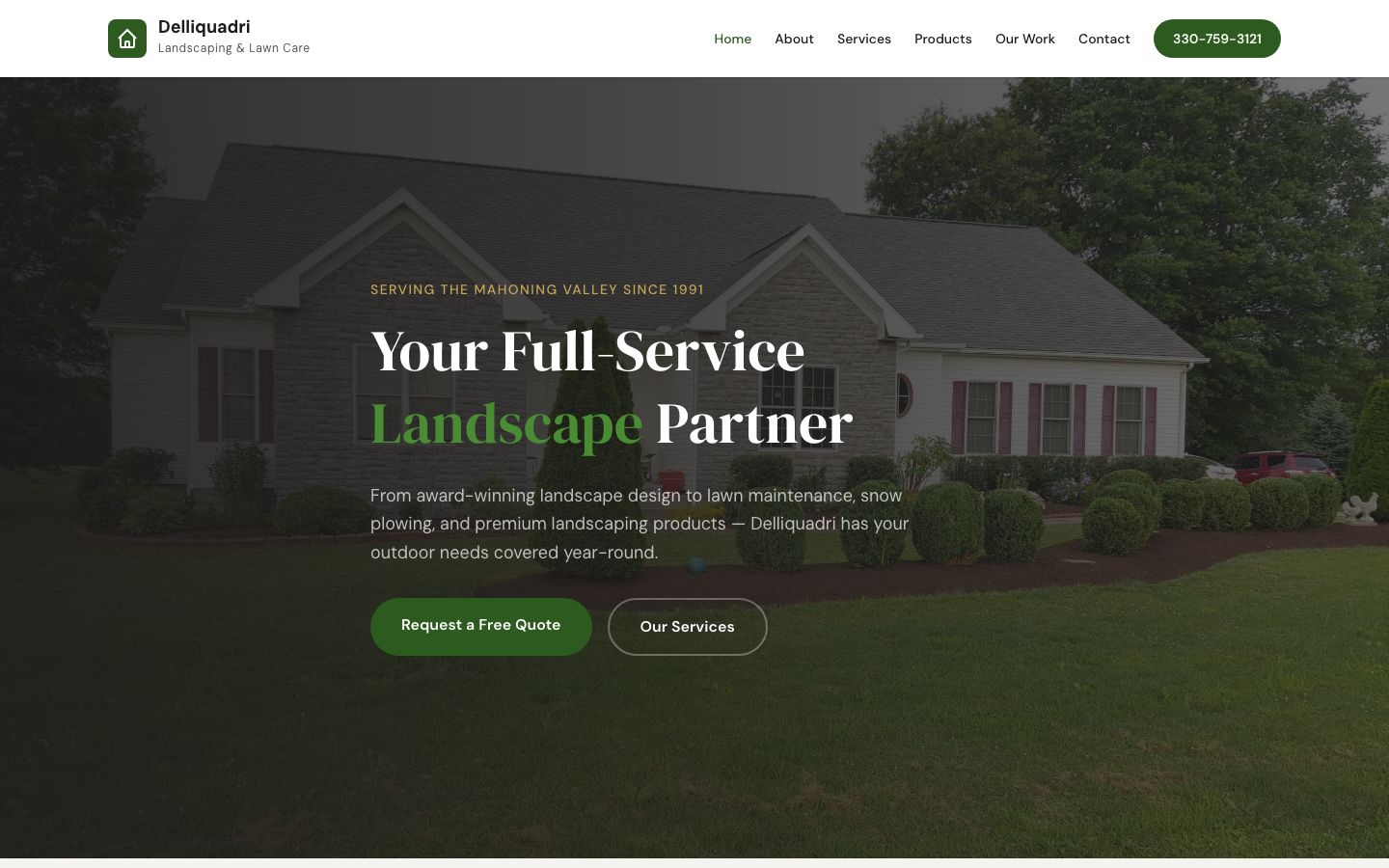 Delliquadri Landscaping website screenshot
