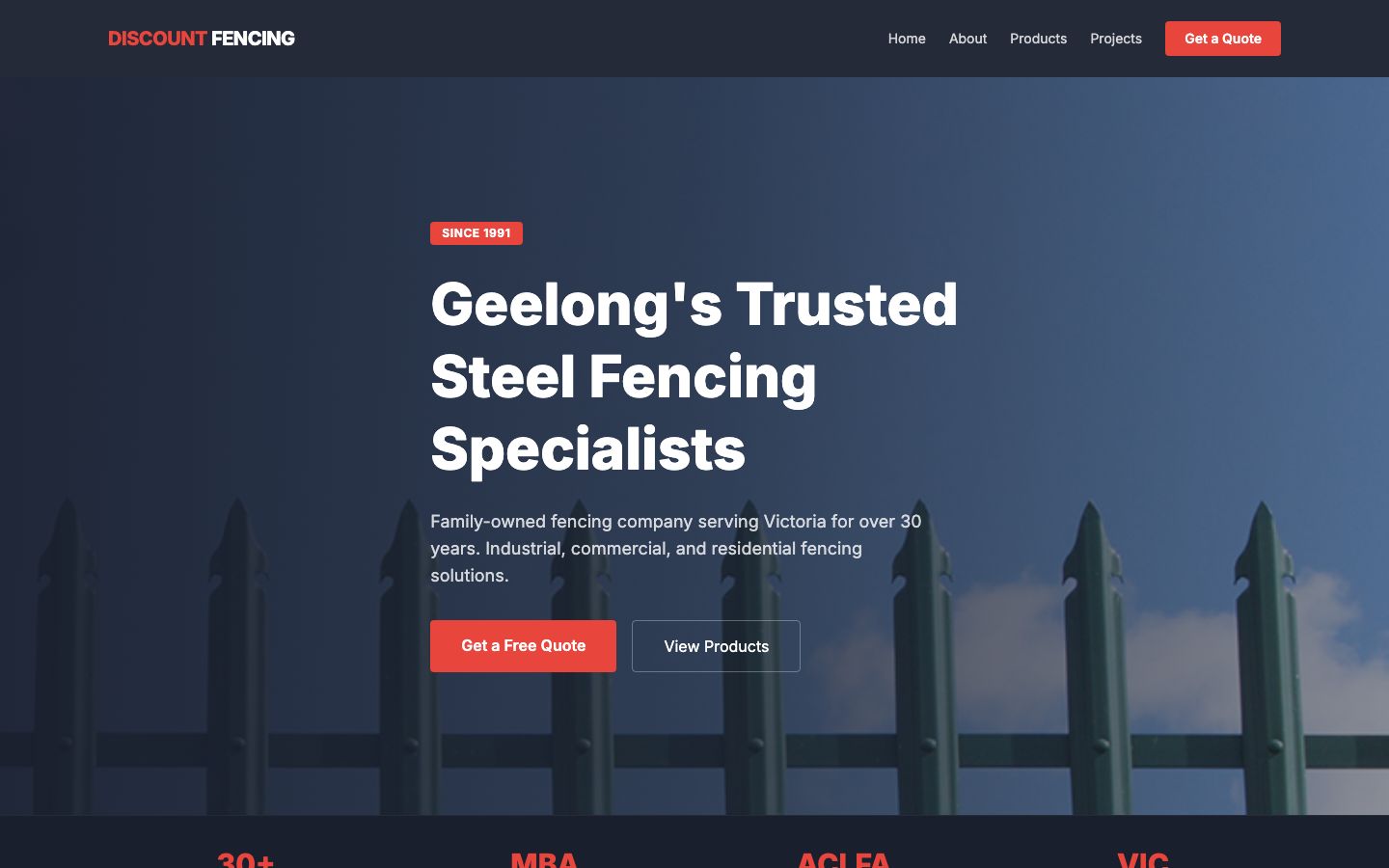 Discount Fencing Geelong website screenshot