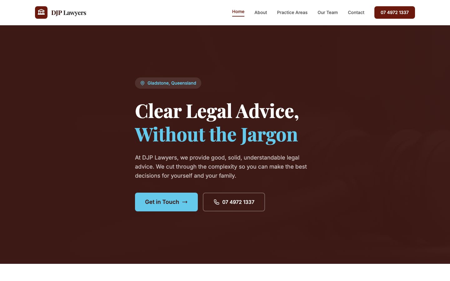 DJP Lawyers website screenshot