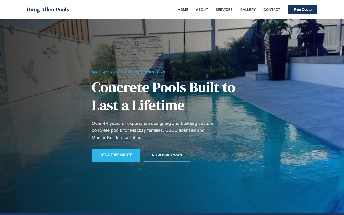 Doug Allen Pools website screenshot