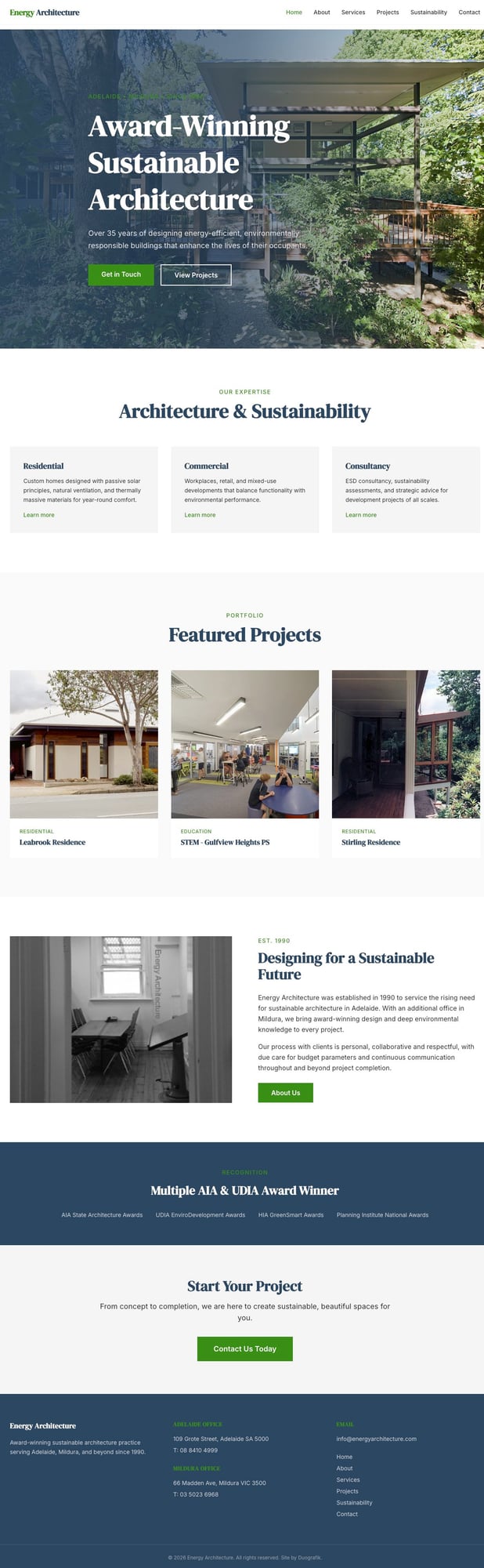 Energy Architecture website screenshot