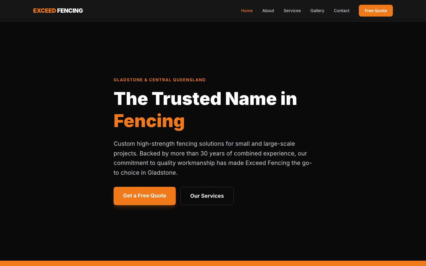 Exceed Fencing website screenshot