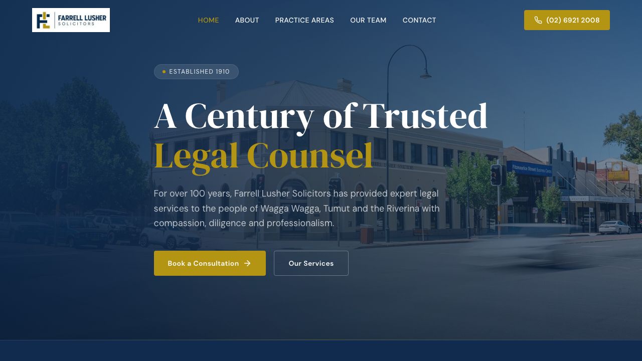 Farrell Lusher Solicitors website screenshot