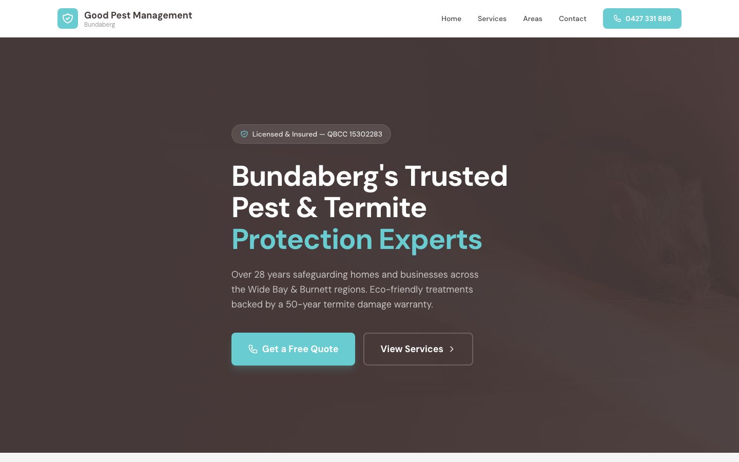 Good Pest Management Bundaberg website screenshot