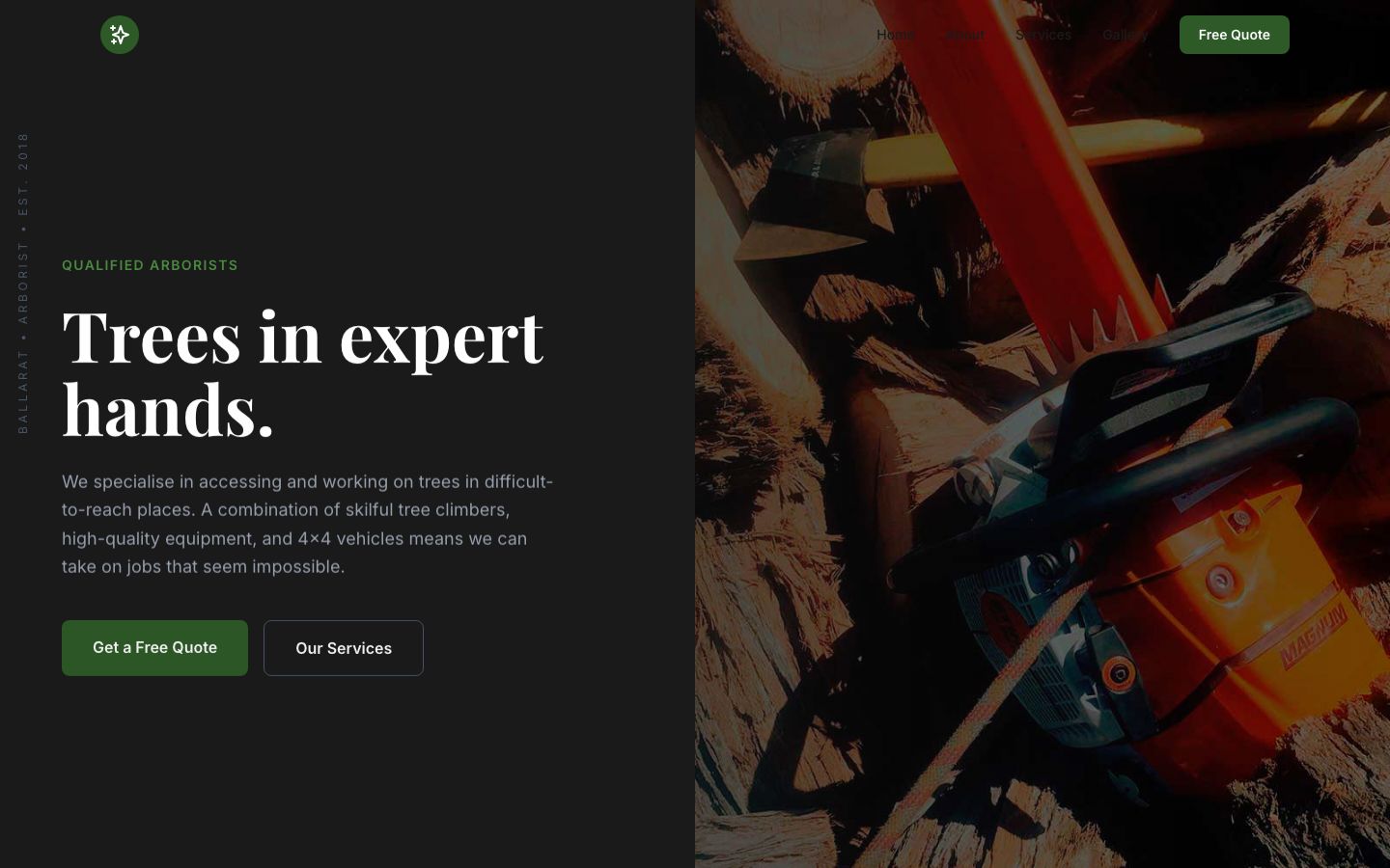 Gravity Tree Worx website screenshot