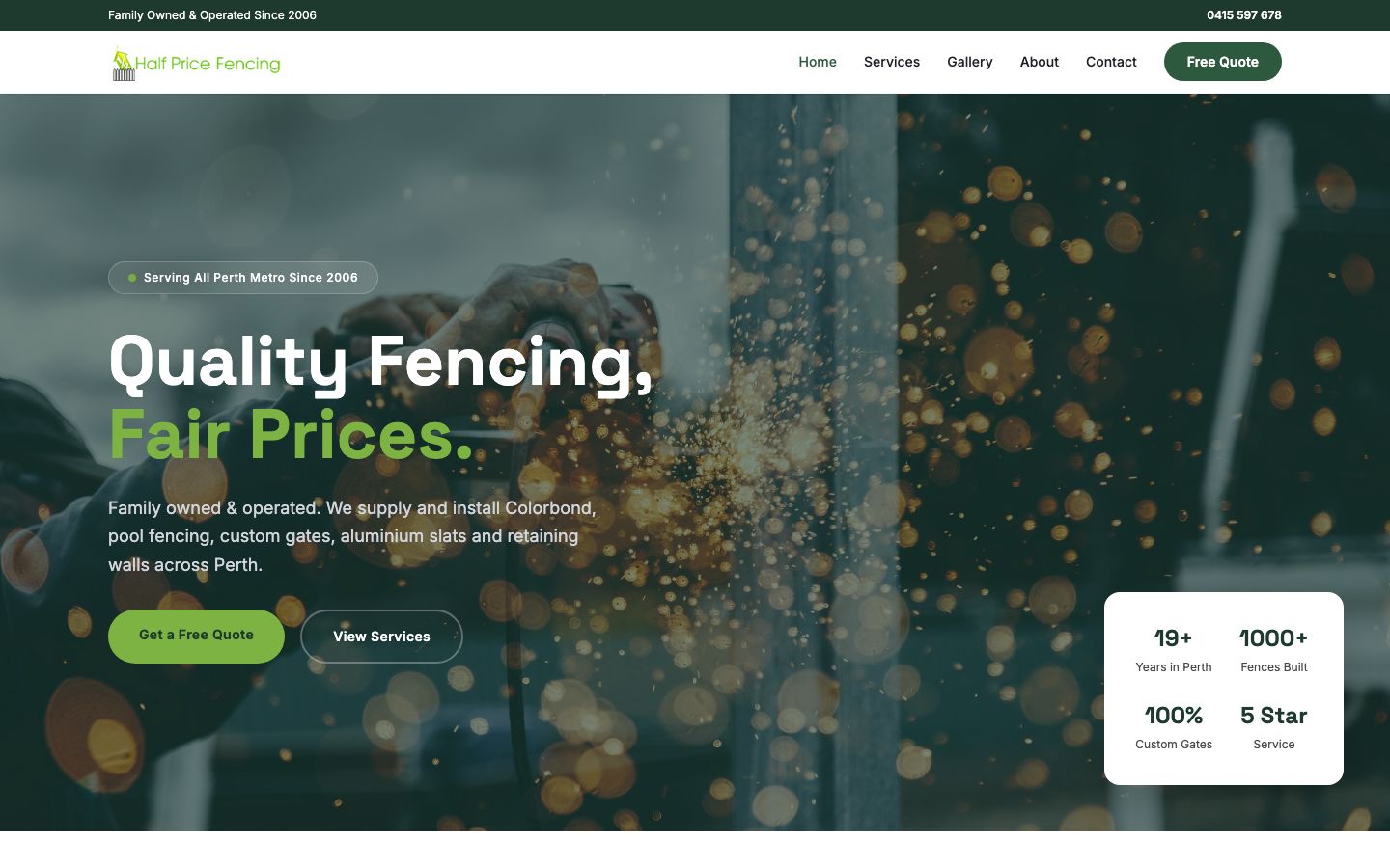 Half Price Fencing website screenshot