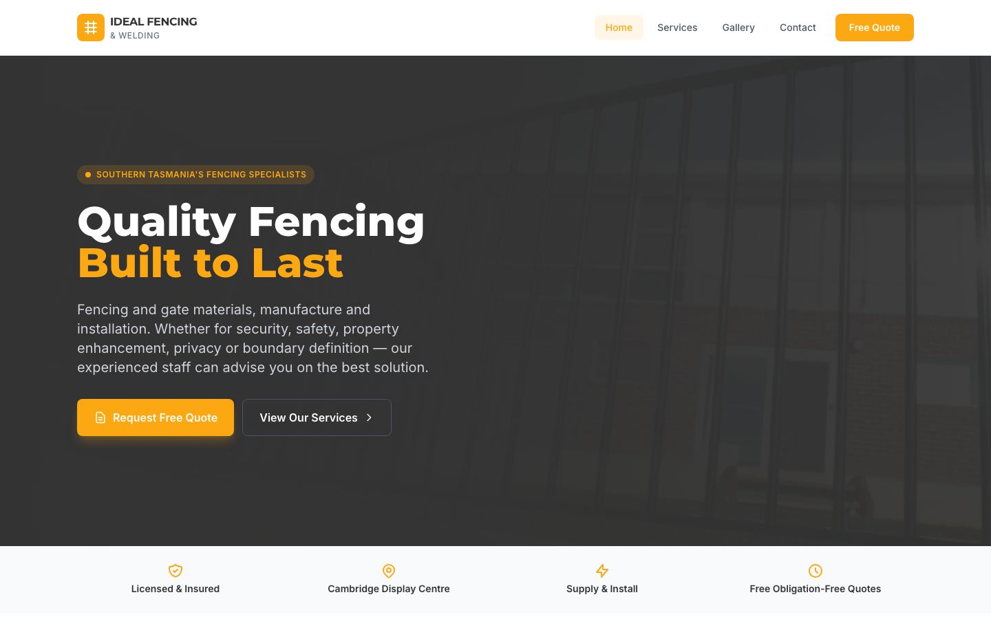 Ideal Fencing and Welding website screenshot